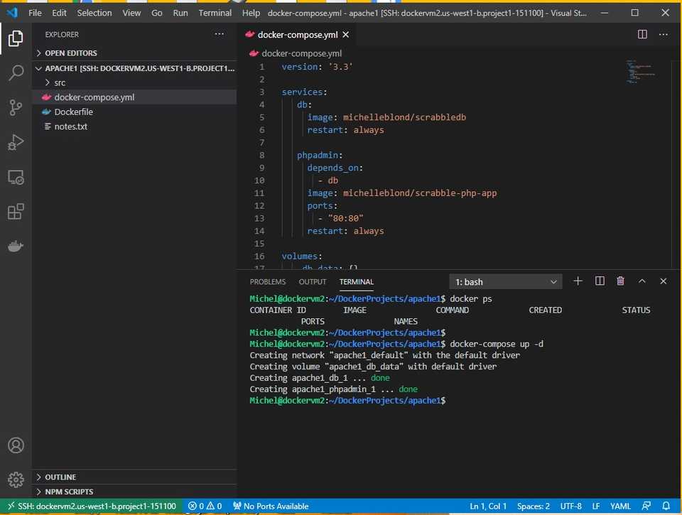 Here we are coding on a remote box